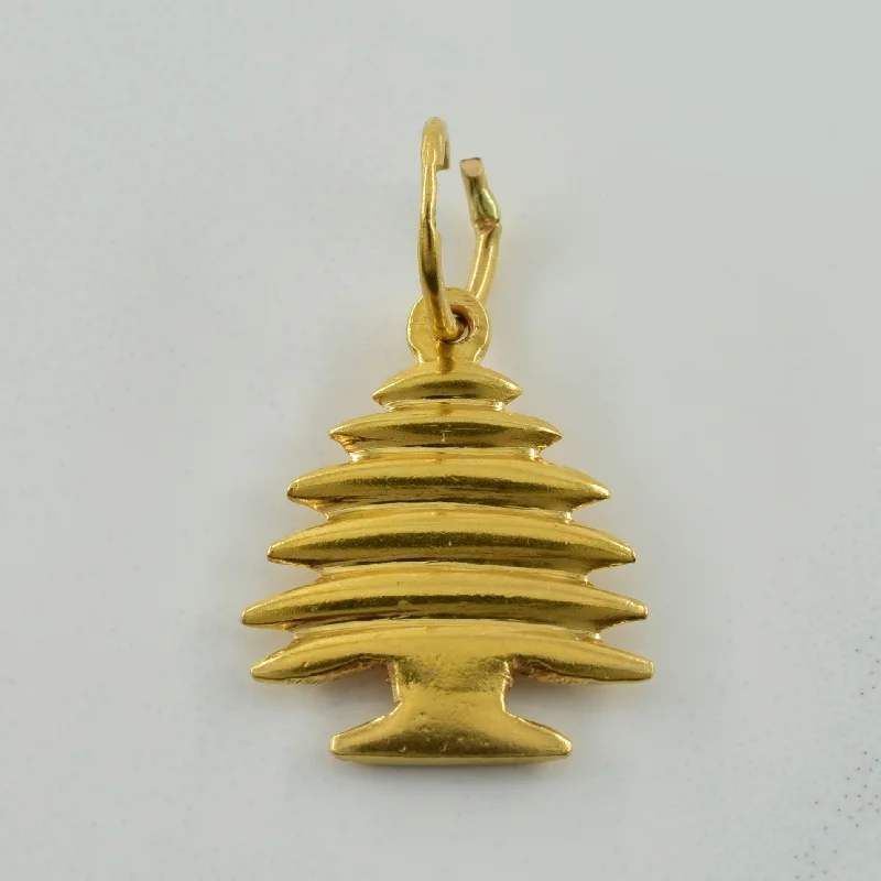crystal drop earrings elegant 18k Yellow Gold Tree Charm |
