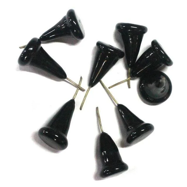 20 Glass Charms Black 15x20 mm