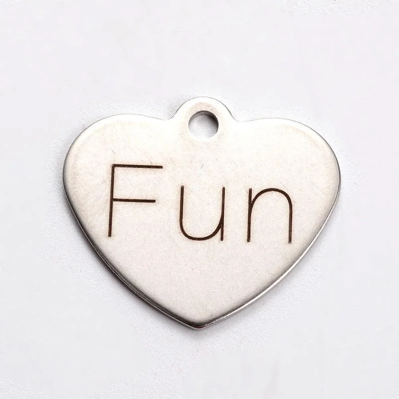 21x24 mm Stainless Steel Heart Pendants With Word Fun