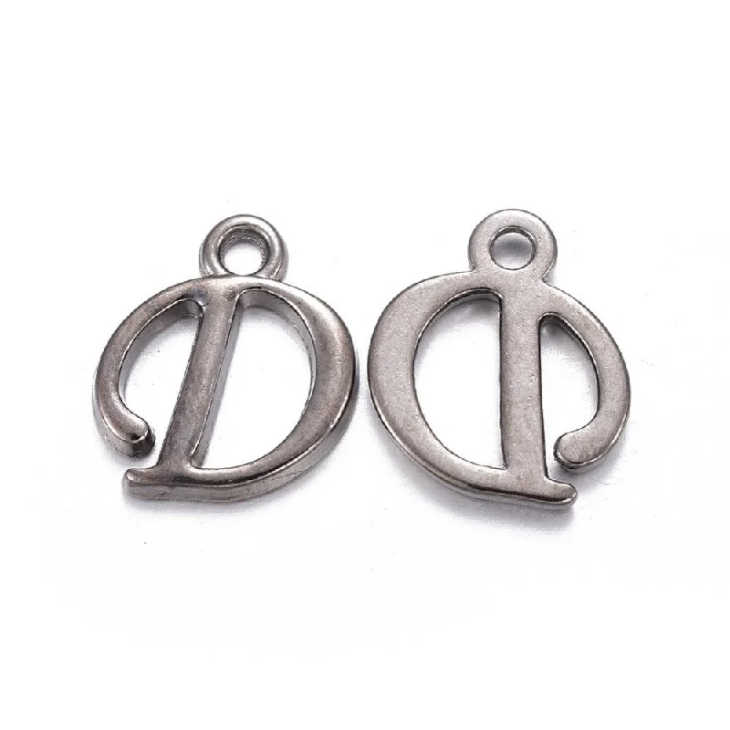 13x11mm Alloy Letter D Charms Pendants Gunmetal Plated