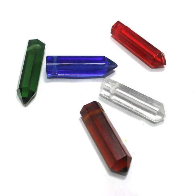 5 Pcs Assorted Borosil Glass Pendant 35x8mm