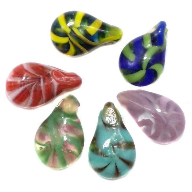 5 Twister Drop Pendants Assorted 20x12mm