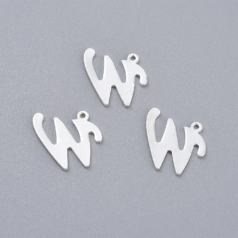 14x15mm Stainless Steel Letter W charms Pendants