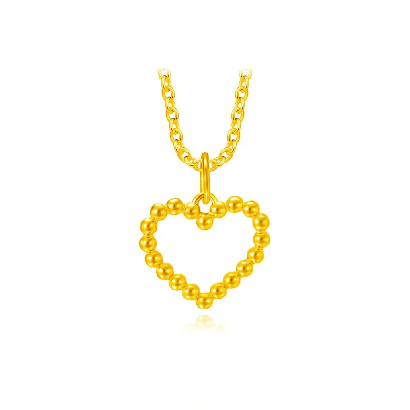 916 Gold Blissful Beaded Heart Pendant