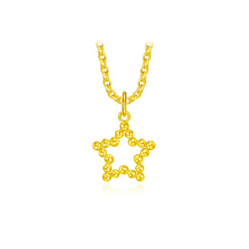 916 Gold Blissful Beaded Starry Pendant