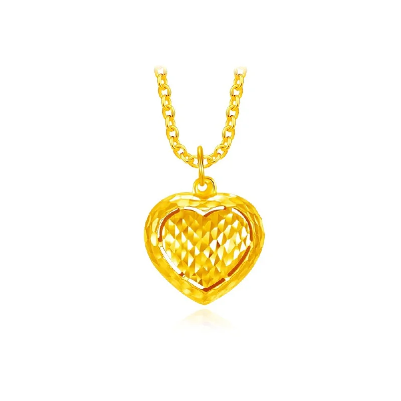 916 Gold Bold Heart Pendant