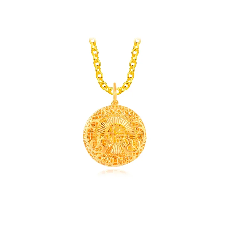 916 Gold Double Dragon Pendant