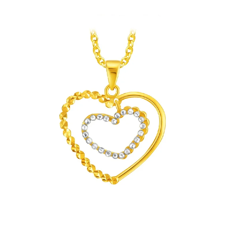 916 Gold Double Heart Pendant