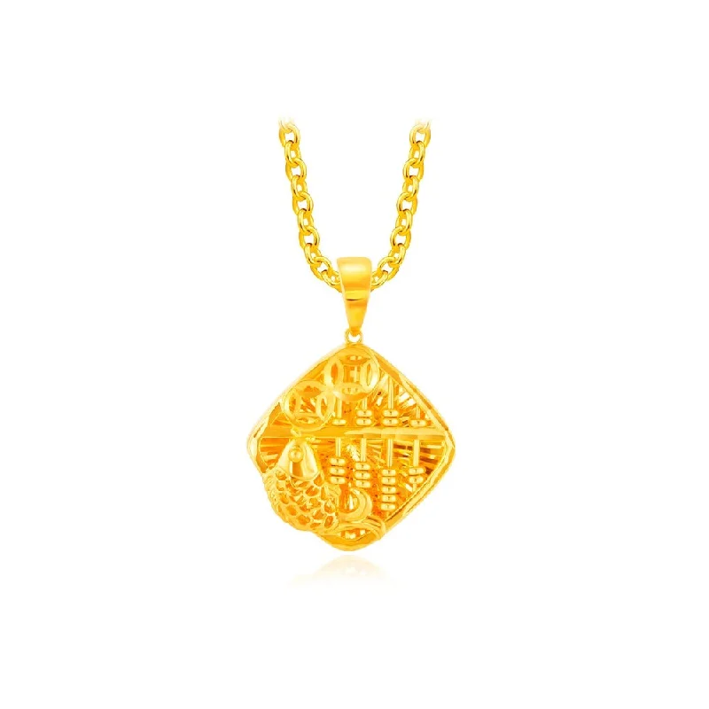 916 Gold Fish Of Fortune Abacus Pendant