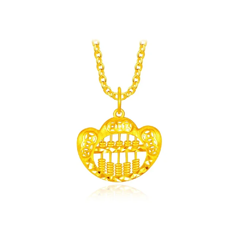 916 Gold Ingot Abacus Pendant