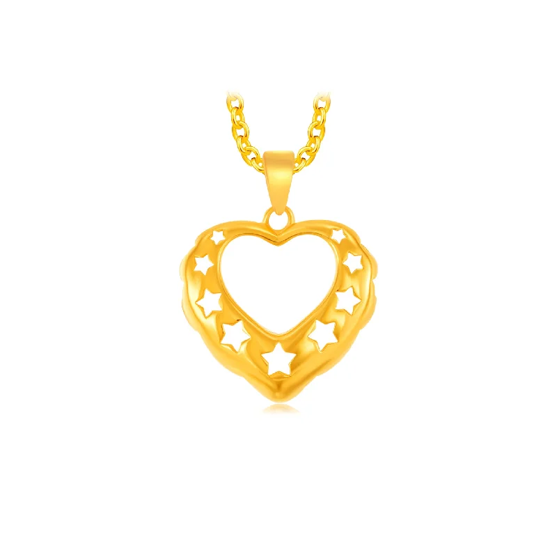 916 Gold Twinkle Heart Pendant