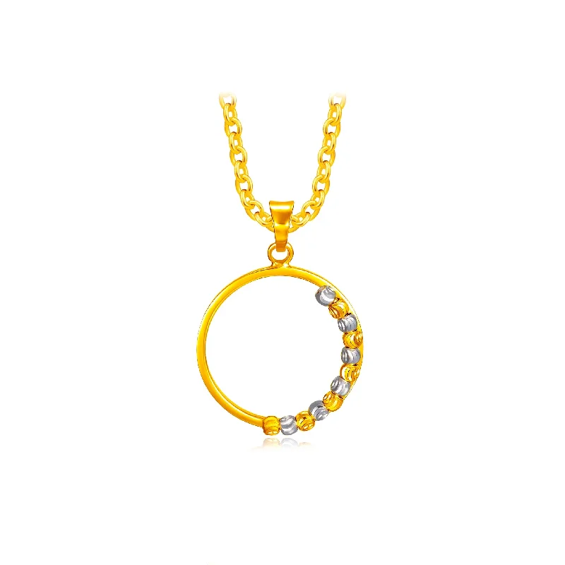 916 Gold Two-Tone Revolving Circle Pendant