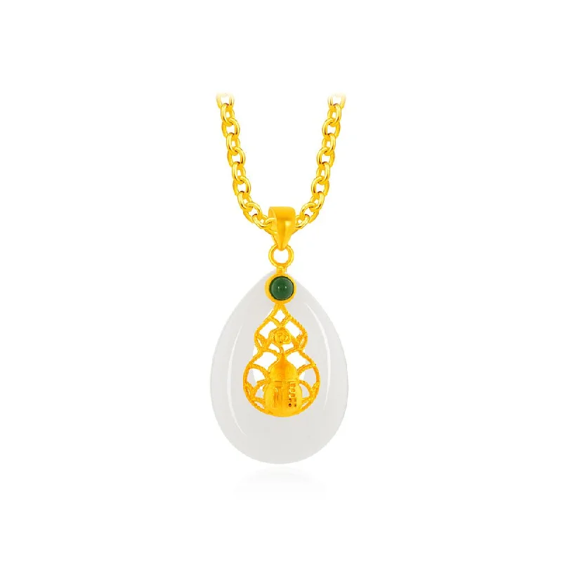 999 Gold Enlightenment Jade Pendant