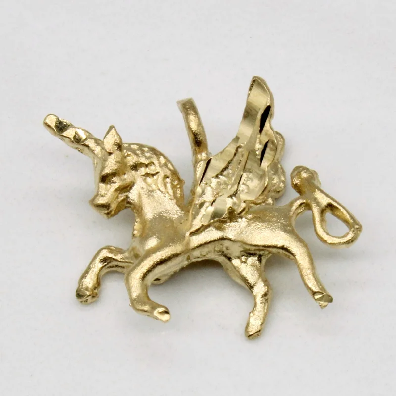 silver moon phase pendant 9k Yellow Gold Unicorn Charm