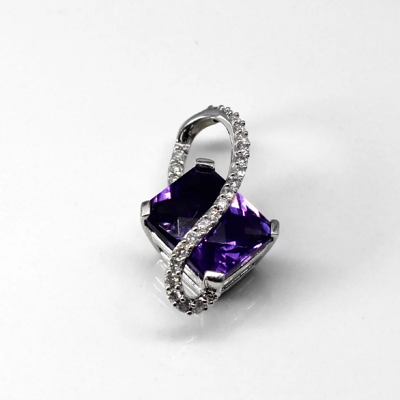 crystal-studded gold ring Amethyst and Diamond Pendant | 5.80ct | 0.22ctw |