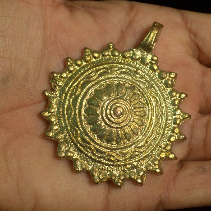 Antique Golden Metal Pendant 2.50 Inch