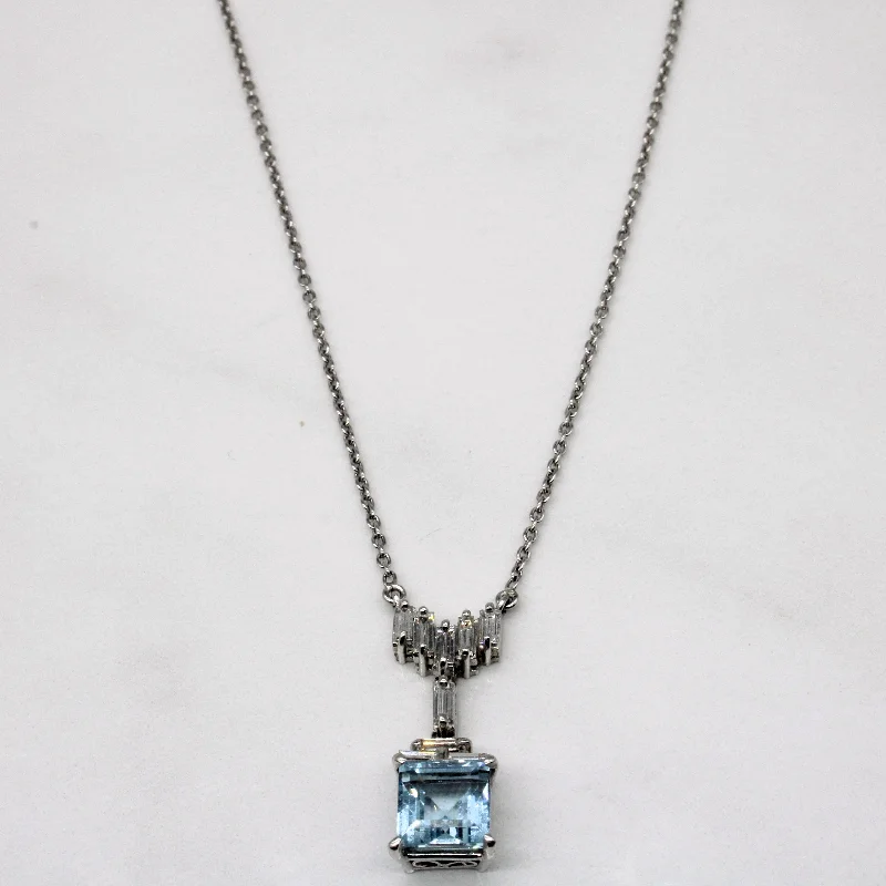 butterfly pendant necklace delicate Aquamarine & Diamond Pendant Necklace | 1.76ct, 0.52ctw | 18" |