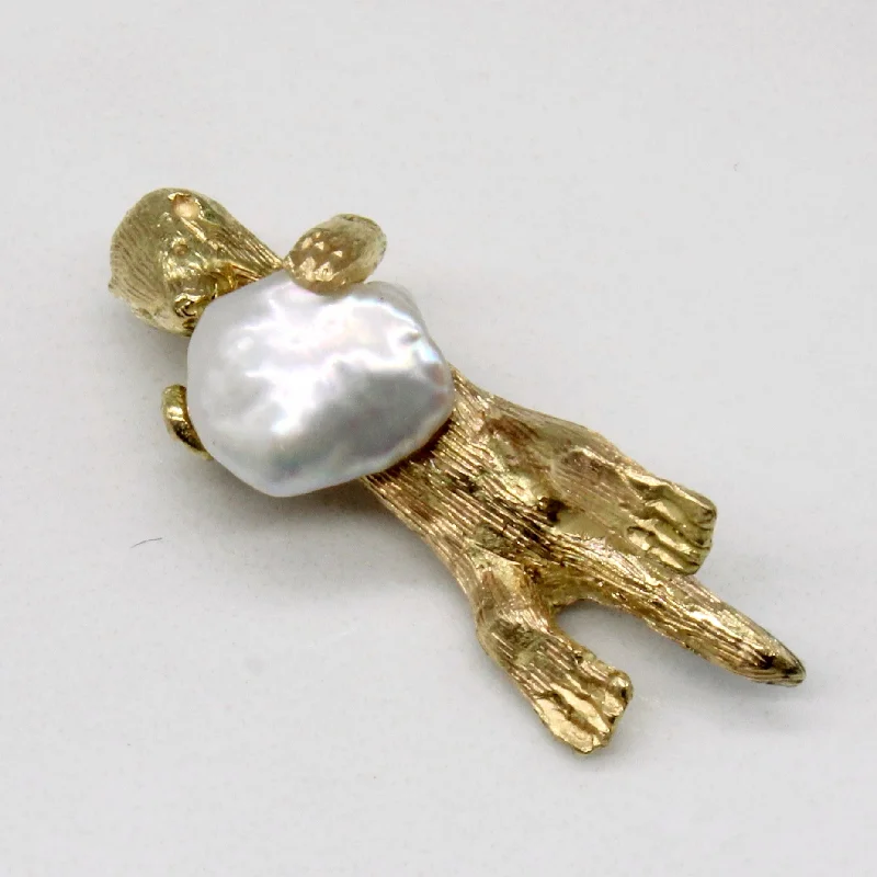 gold-plated figaro chain Baroque Pearl Otter Charm