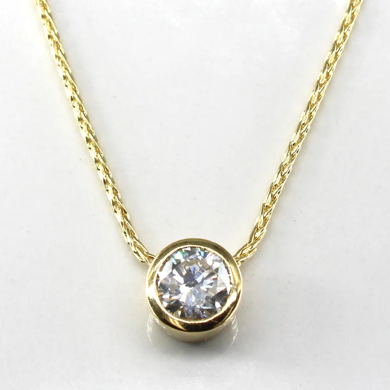 minimalist horseshoe necklace gold Bezel Set Diamond Pendant Necklace | 1.50ct VS2 H/I | 16"|