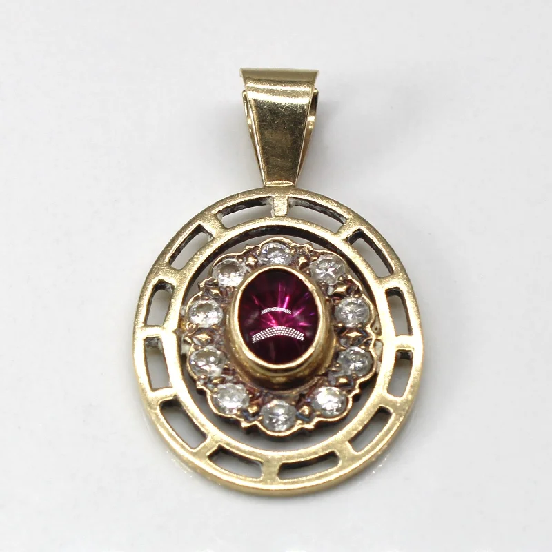 dainty rose gold chain bracelet Bezel Set Synthetic Ruby & Diamond Pendant | 1.00ct | 0.30ctw |