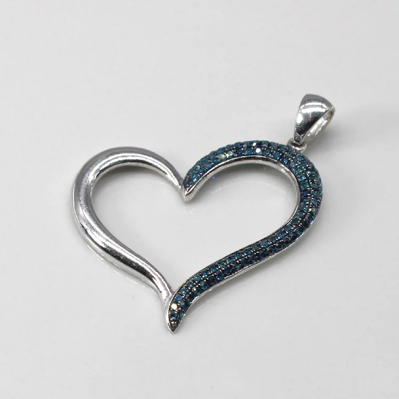 unique wooden bead necklace Blue Diamond Heart Pendant | 0.33ctw |