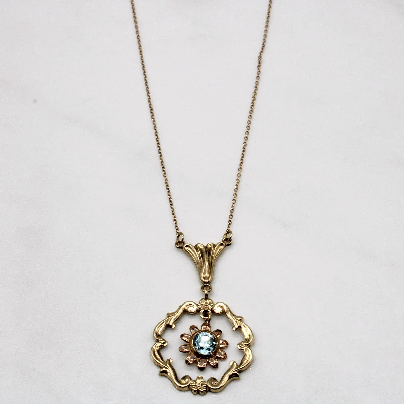 adjustable infinity charm bracelet Blue Zircon Pendant 10k Necklace | 0.55ct | 18" |