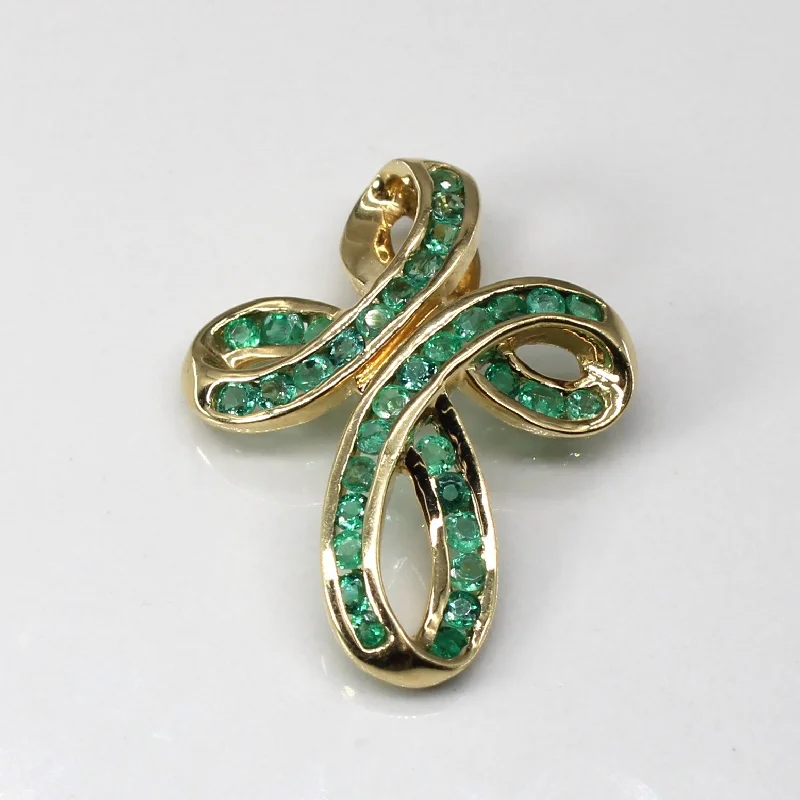 gemstone teardrop earrings Channel Set Emerald Gold Cross Pendant | 1.50ctw |