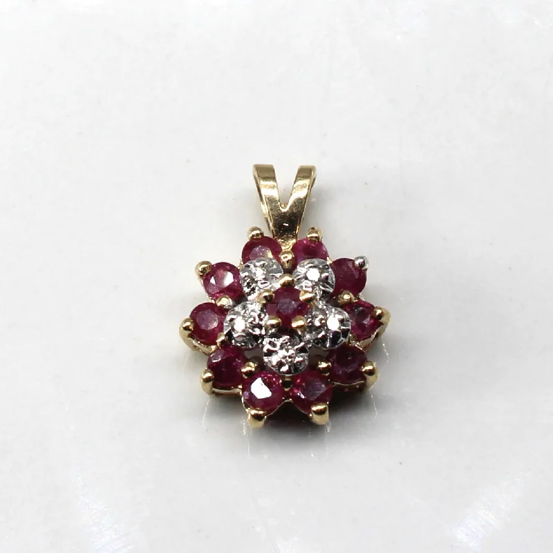 men’s woven leather bracelet Cluster Ruby & Diamond Pendant | 0.60ctw | 0.02ctw |