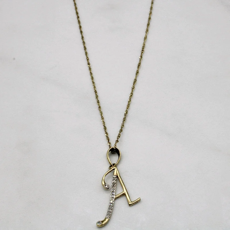 dainty feather charm necklace Diamond 'A' Initial Pendant & Necklace | 0.06ctw | 18" |