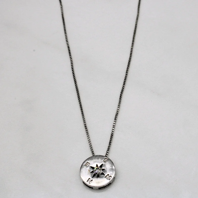 handmade coin pendant necklace Diamond Compass Pendant & Necklace | 0.12ct | 18" |