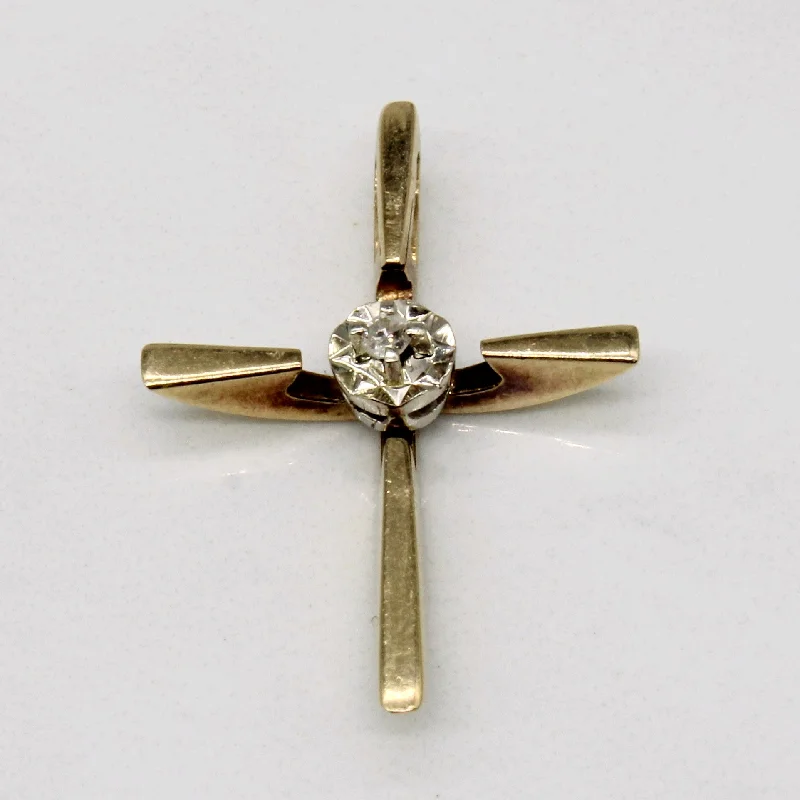 bold Cuban link bracelet men Diamond Cross Pendant | 0.02ct |