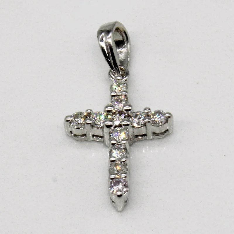 hammered silver wedding band Diamond Cross Pendant | 0.22ctw |