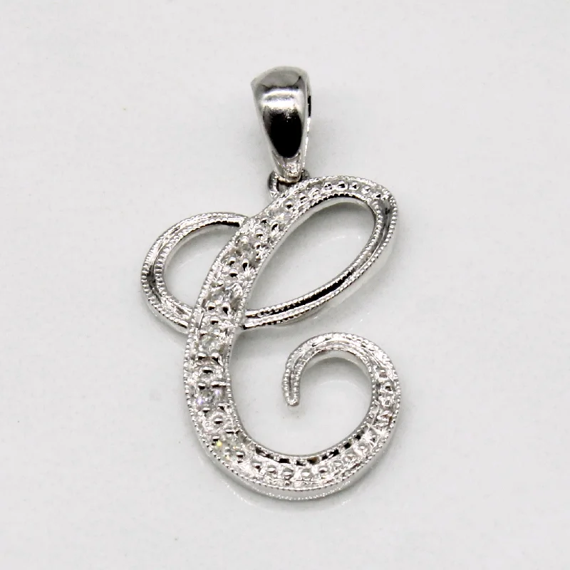handmade resin flower earrings Diamond Cursive 'C' Initial Pendant | 0.024ctw |