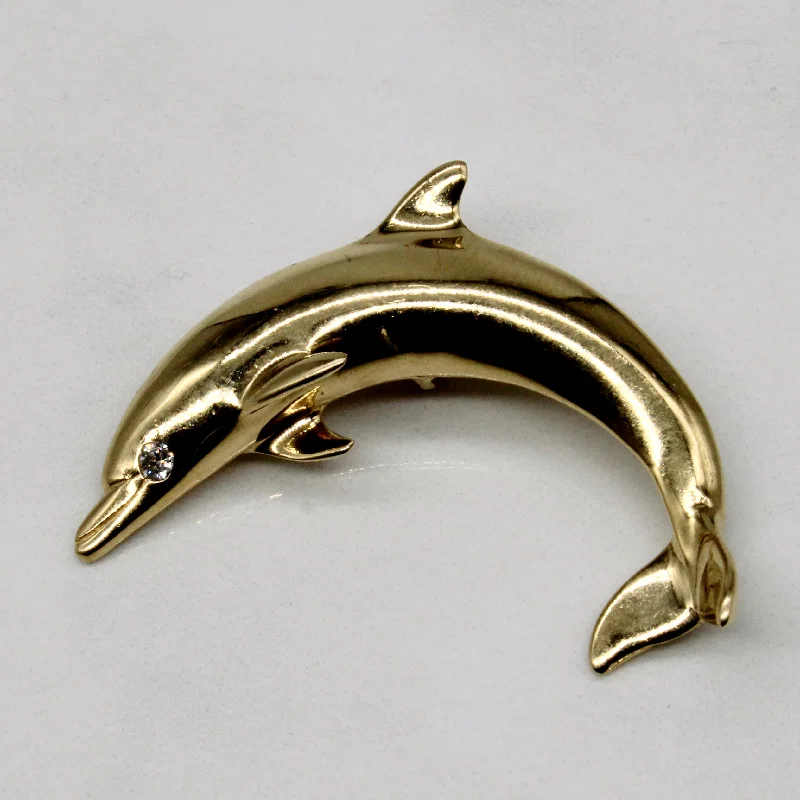 gold initial bracelet personalized Diamond Dolphin Pendant | 0.03ct |