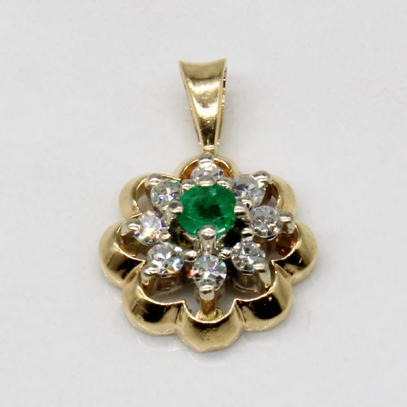 custom silver charm bracelet Diamond & Emerald Pendant | 0.16ctw, 0.10ct |