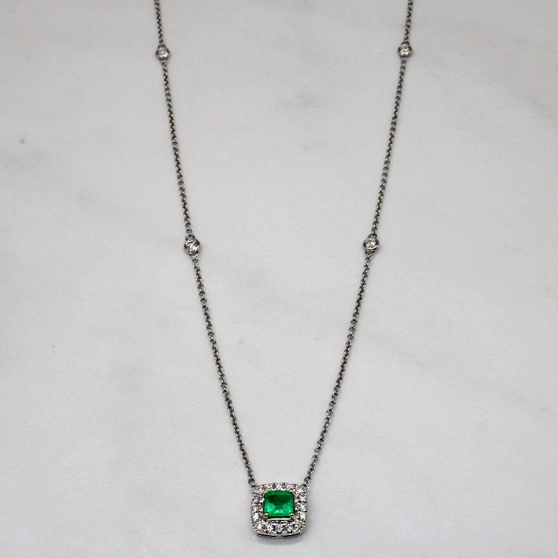celestial crescent moon bracelet Diamond & Emerald Pendant Necklace | 0.50ct, 0.40ctw | 20" |