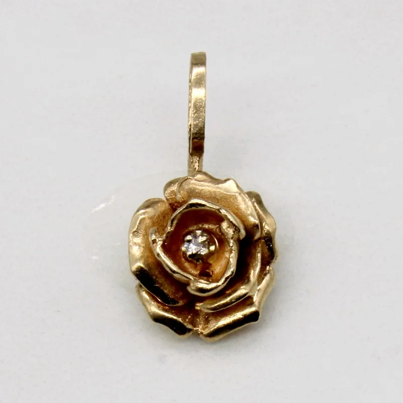 hammered gold disc necklace Diamond Flower Pendant | 0.01ct |