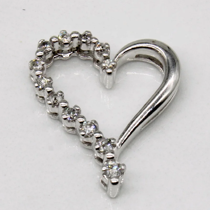 silver feather charm necklace Diamond Heart Pendant | 0.095ctw |