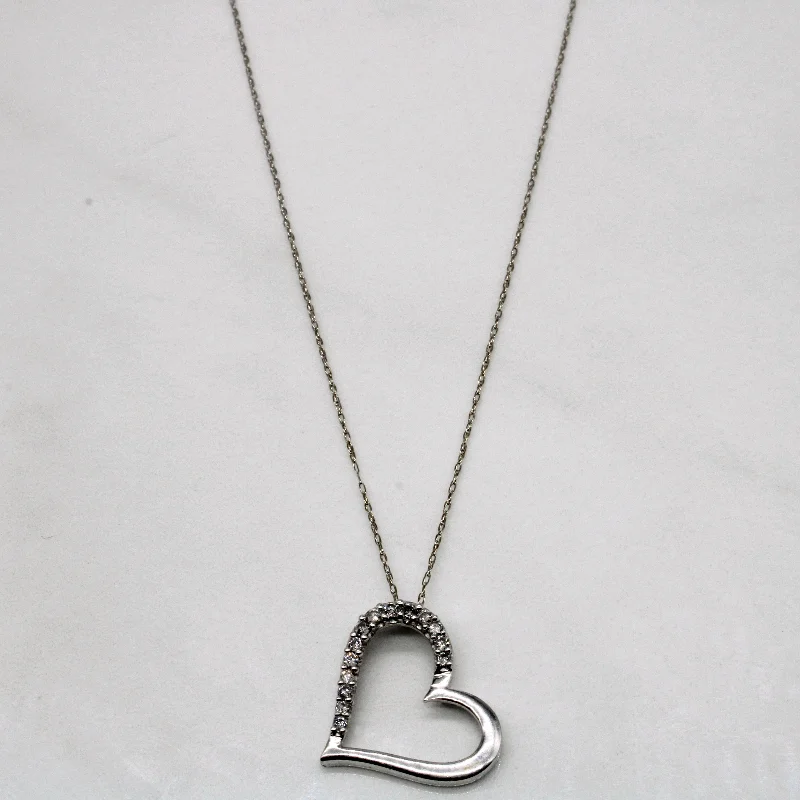 minimalist silver stacking bangles Diamond Heart Pendant & Necklace | 0.15ctw | 20" |