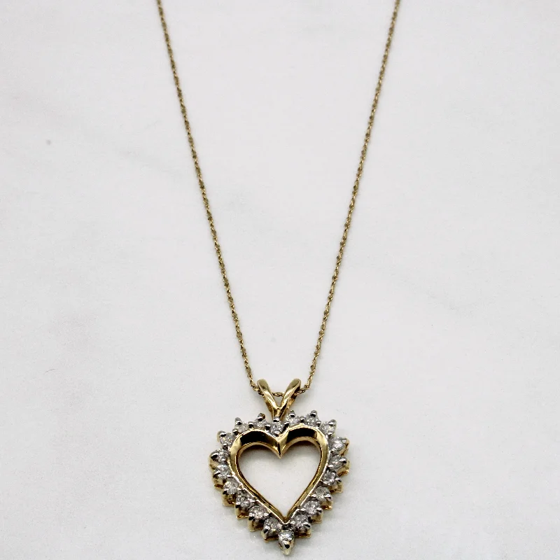 silver-plated bar necklace Diamond Heart Pendant & Necklace | 0.50ctw | 20" |