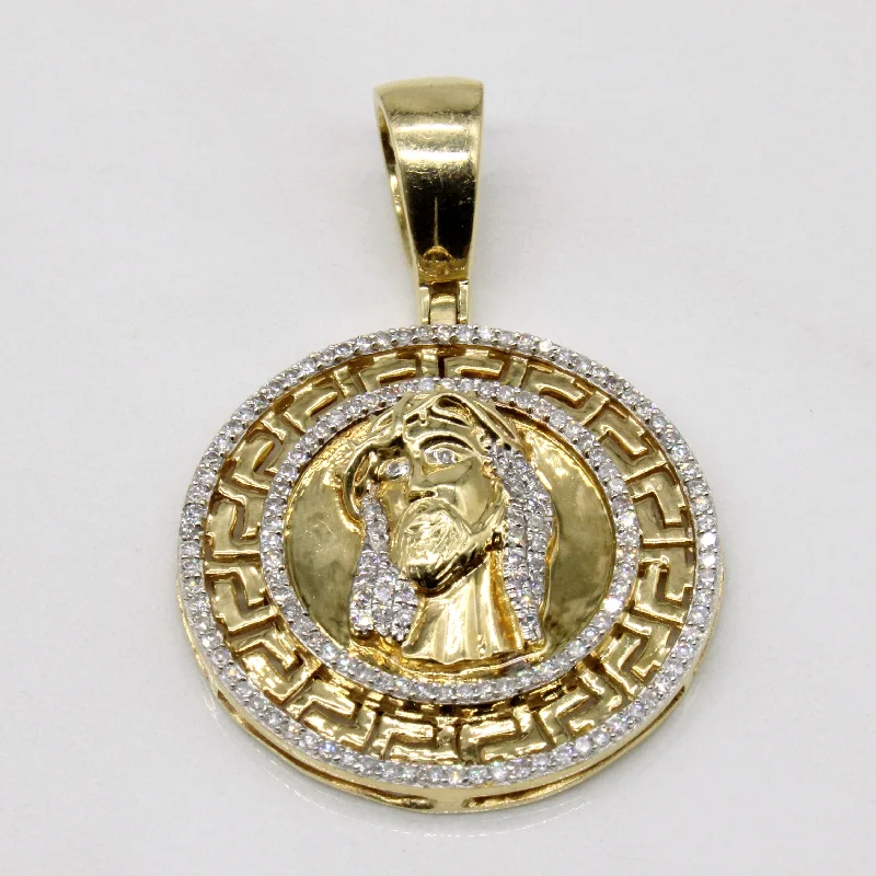 gold engagement ring vintage Diamond Jesus Portrait Pendant | 0.35ctw |