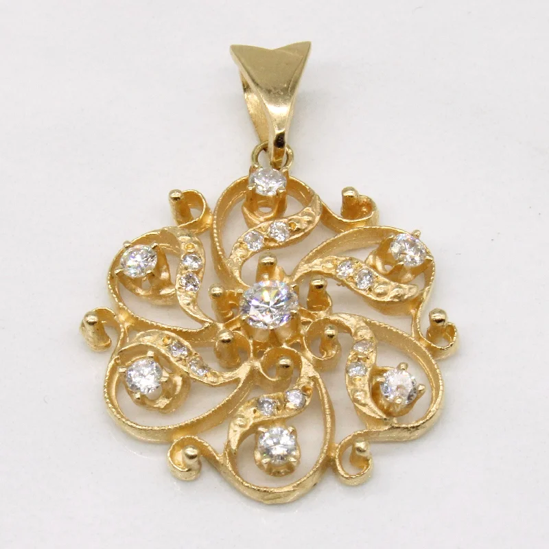 cubic zirconia stud earrings classic Diamond Ornate Pendant | 0.51ctw |