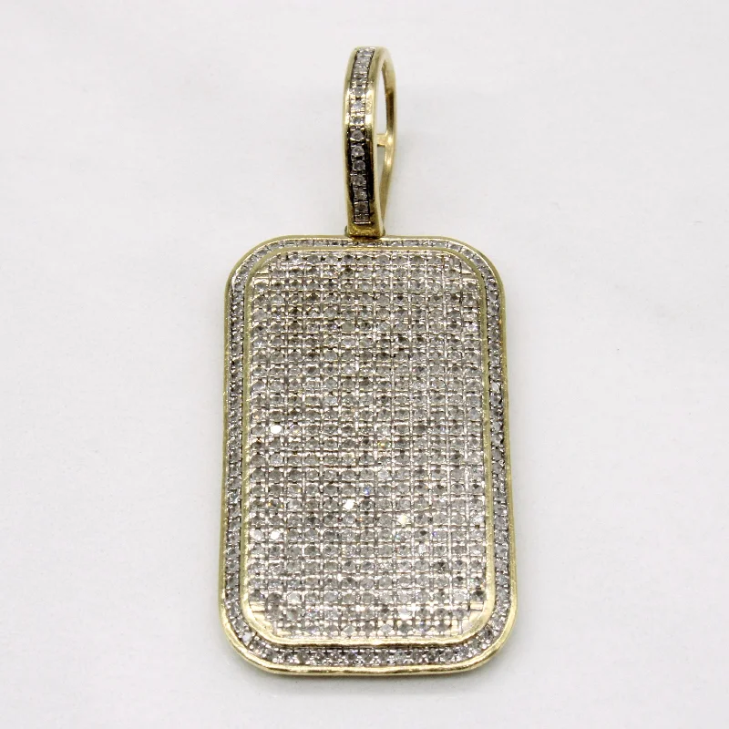 celestial sunburst ring gold Diamond Pave Dog Tag Pendant | 1.00ctw |