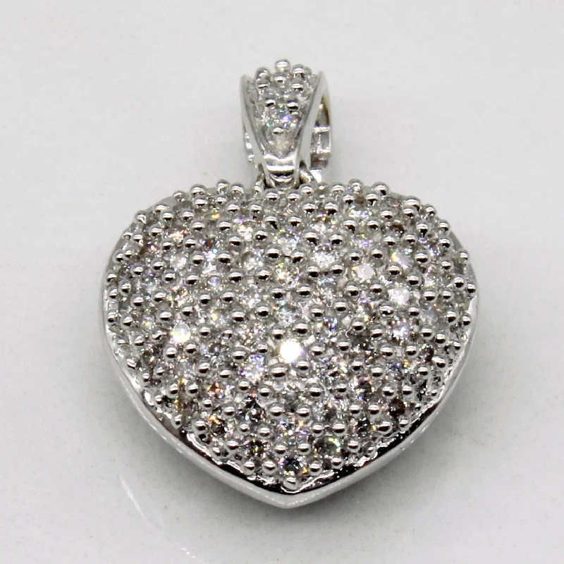 emerald-cut engagement ring halo Diamond Pave Heart Pendant | 0.50ctw |