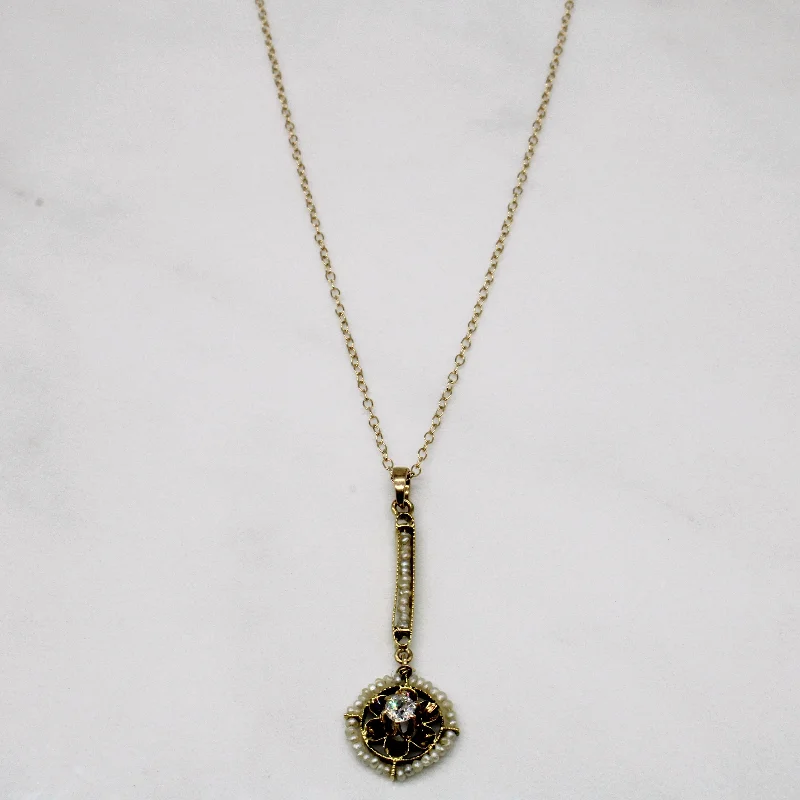 gold mesh bangle bracelet Diamond & Pearl Drop Pendant & Necklace | 0.13ct | 16" |