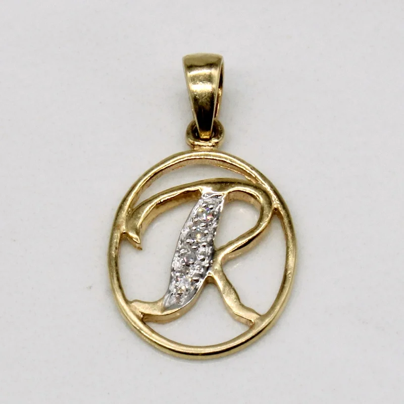classic pearl bridal earrings Diamond 'R' Initial Pendant | 0.02ctw |