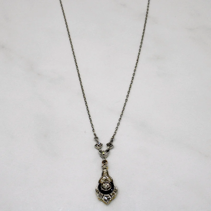 sterling silver dragonfly pendant Antique Old Cut Diamond & Synthetic Sapphire Pendant Necklace | 0.28ctw, 0.16ctw | 18" |