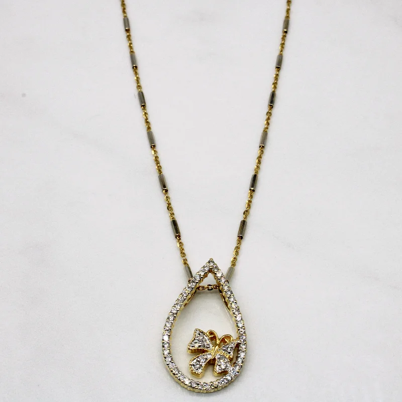 men’s engraved stainless steel bracelet Diamond Teardrop Butterfly Pendant & Necklace | 0.52ctw | 16" |