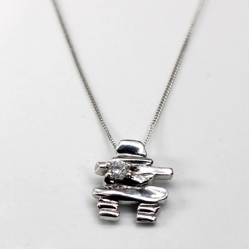 celestial star earrings stud Diamond Textured White Gold Pendant Necklace | 0.10ct | 18"|
