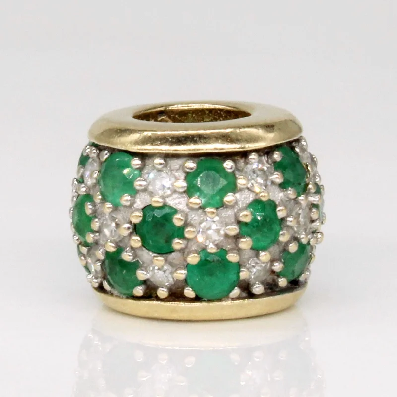 unique gemstone cocktail ring Emerald & Diamond Bead Charm | 0.52ctw, 0.15ctw |